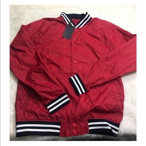 [Five Four] Nylon Red Varsity Jacket Size Medium